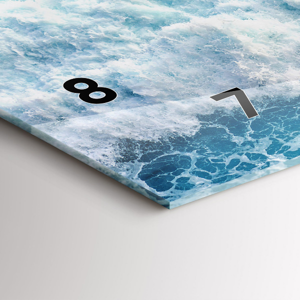 Horizontální skleněné hodiny na stěnu Mořské vlny