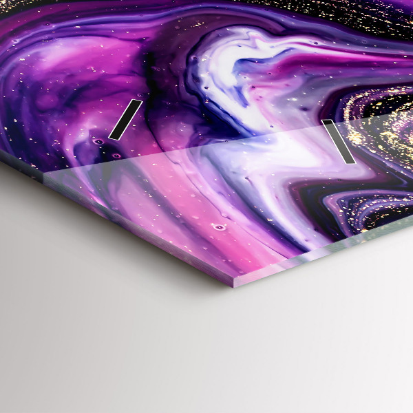 Horizontální skleněné hodiny na stěnu Abstraktní mramor