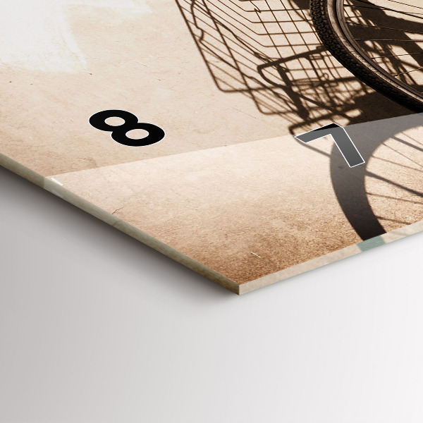 Horizontální hodiny na skle Italské jízdní kolo