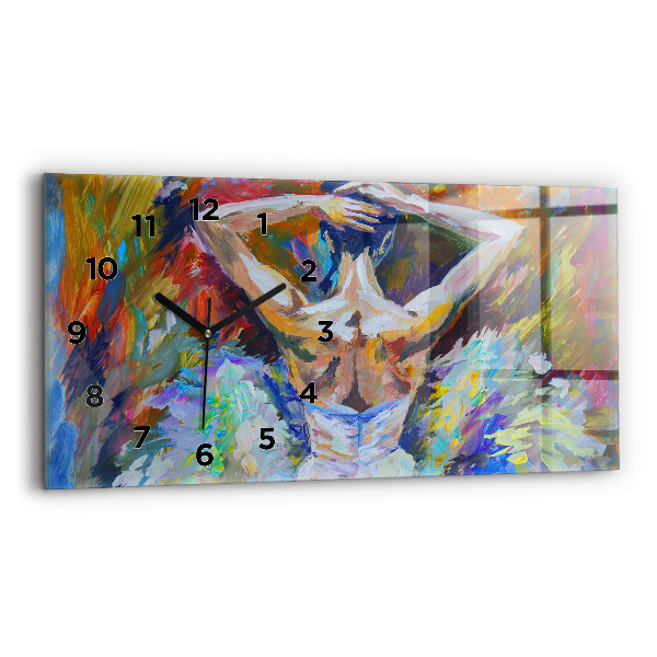 Horizontální skleněné hodiny na stěnu Malovaná baletka