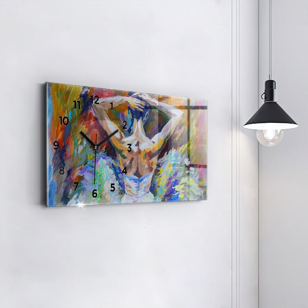 Horizontální skleněné hodiny na stěnu Malovaná baletka