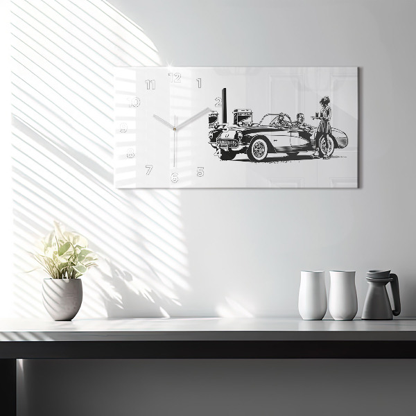 Horizontální hodiny na skle Retro ilustrace