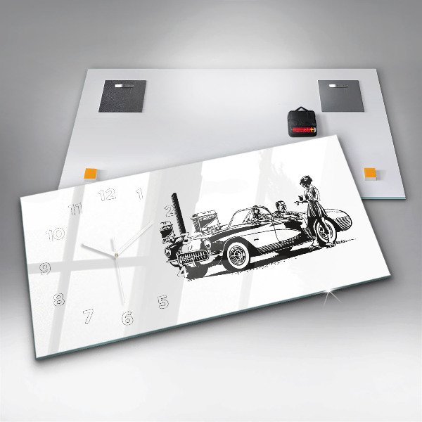 Horizontální hodiny na skle Retro ilustrace