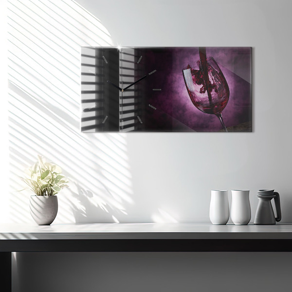 Horizontální hodiny na skle Sklenice na víno