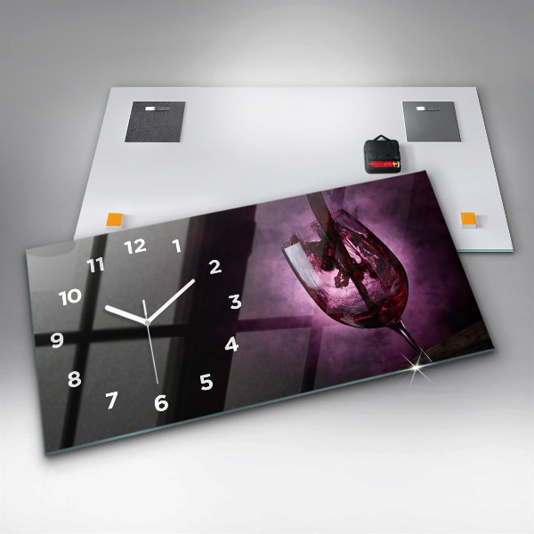 Horizontální hodiny na skle Sklenice na víno