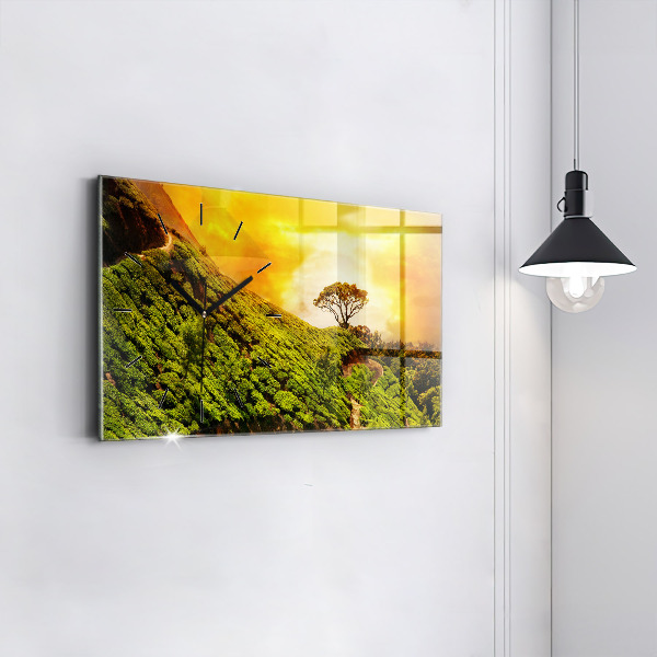 Horizontální hodiny na skle Čajový kopec