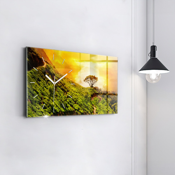 Horizontální hodiny na skle Čajový kopec