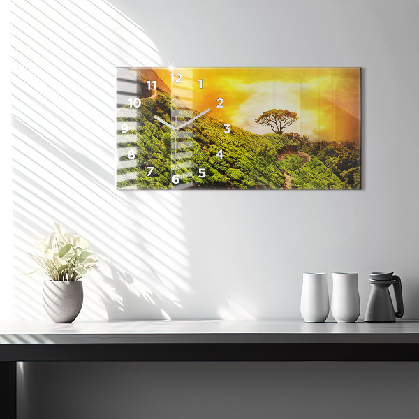 Horizontální hodiny na skle Čajový kopec