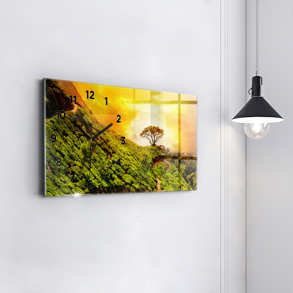 Horizontální hodiny na skle Čajový kopec