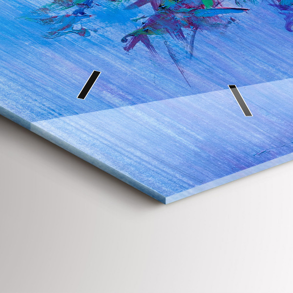 Horizontální skleněné hodiny na stěnu Květiny ve váze