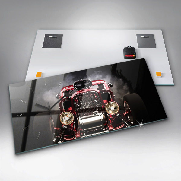 Horizontální hodiny na skle Staré historické auto