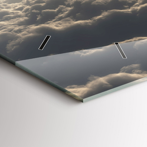 Horizontální hodiny na skle Balón na obloze