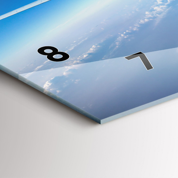 Horizontální hodiny na skle Letadlo Mraky