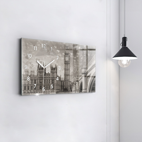Horizontální hodiny na skle Londýn Anglie Big Ben
