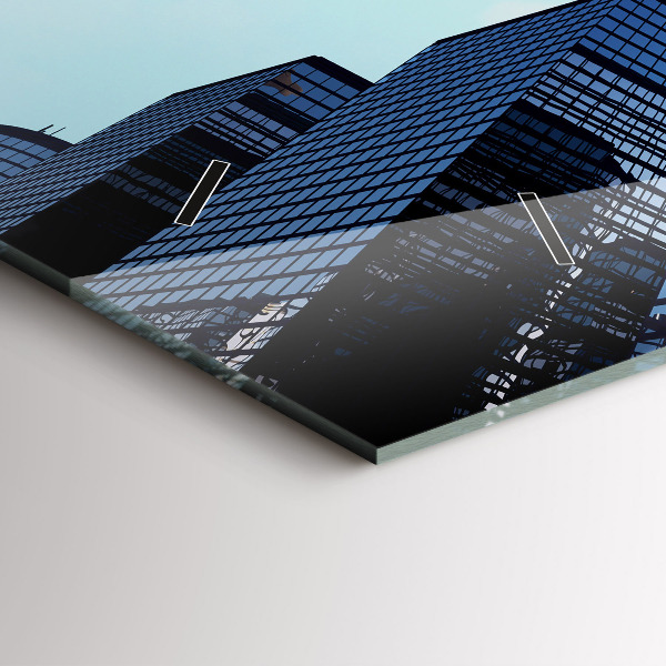 Horizontální hodiny na skle Letadlo nad budovami