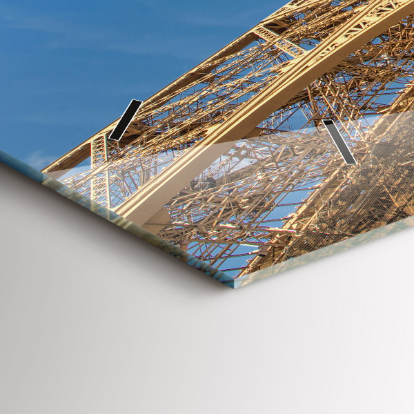 Horizontální hodiny na skle Francie Eiffelova věž