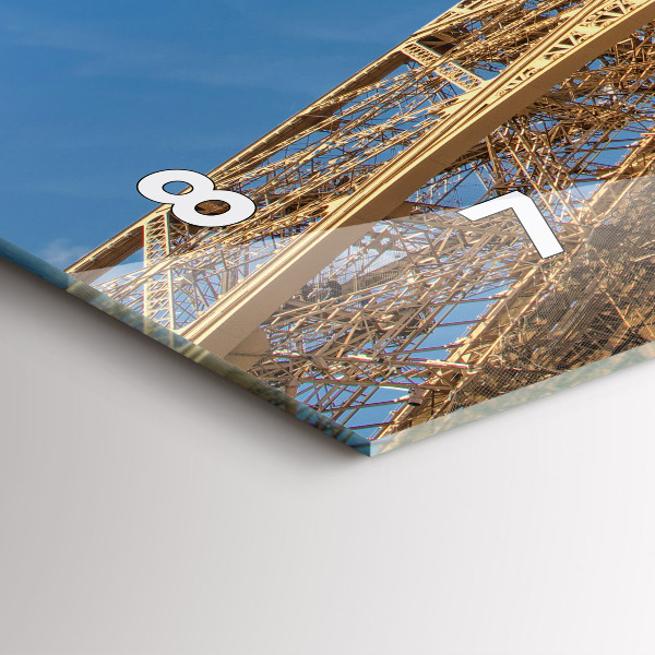 Horizontální hodiny na skle Francie Eiffelova věž