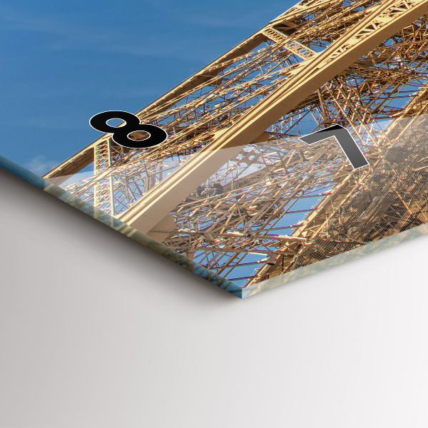 Horizontální hodiny na skle Francie Eiffelova věž