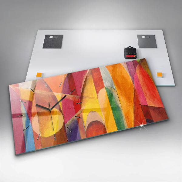 Horizontální hodiny na skle Umělecká dekorace Abstrakce