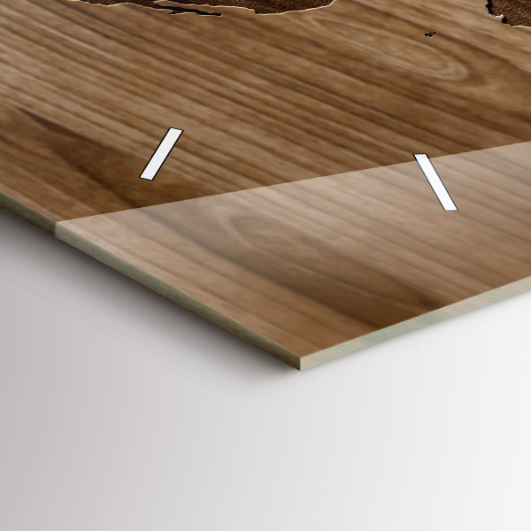 Horizontální hodiny na skle Mapa světa na dřevě