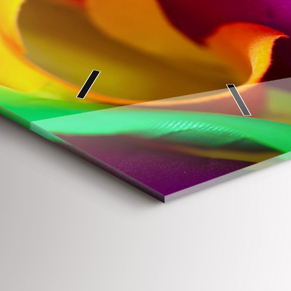 Horizontální hodiny na skle Duhová růže