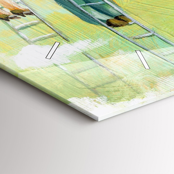 Horizontální hodiny na skle Lidé na žebříku