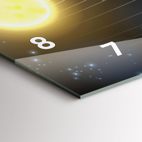 Horizontální skleněné hodiny na stěnu Sluneční soustava