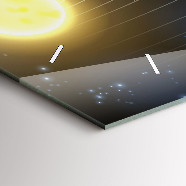 Horizontální skleněné hodiny na stěnu Sluneční soustava