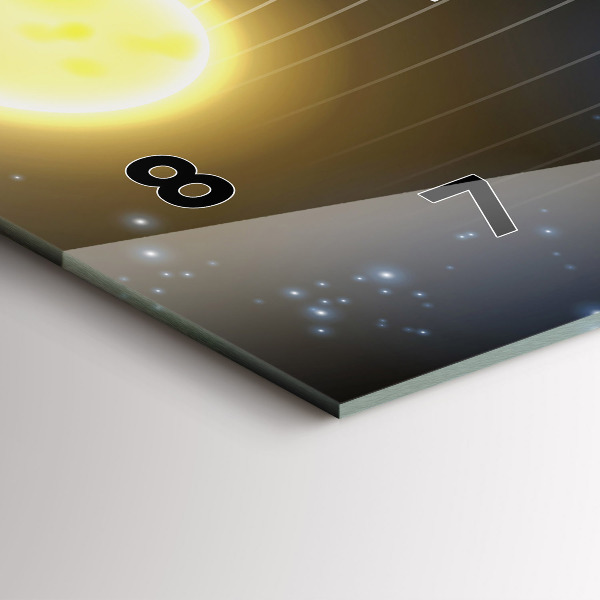 Horizontální skleněné hodiny na stěnu Sluneční soustava