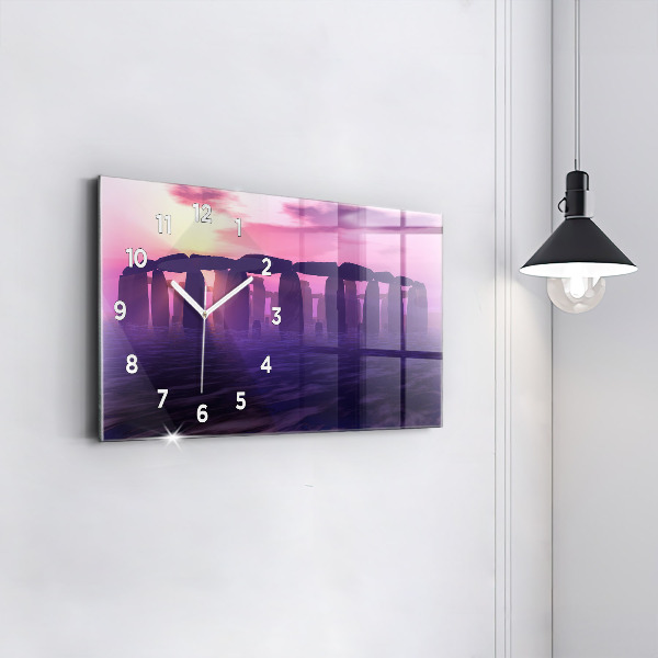 Horizontální hodiny na skle Západ slunce u Stonehenge