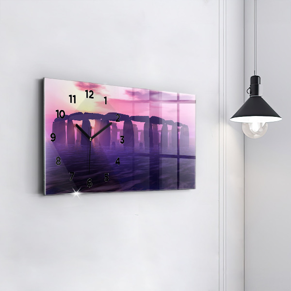 Horizontální hodiny na skle Západ slunce u Stonehenge