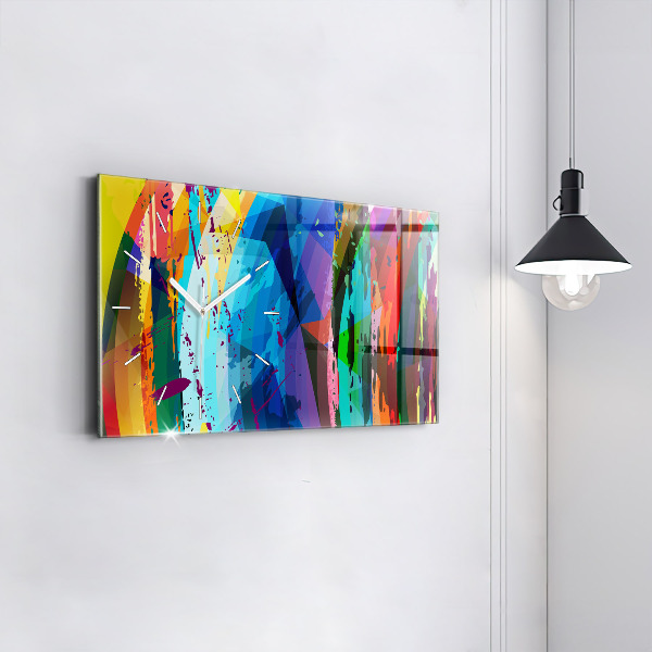 Horizontální skleněné hodiny na stěnu Abstraktní pozadí