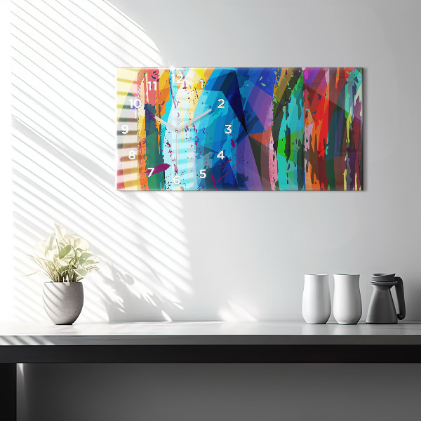 Horizontální skleněné hodiny na stěnu Abstraktní pozadí