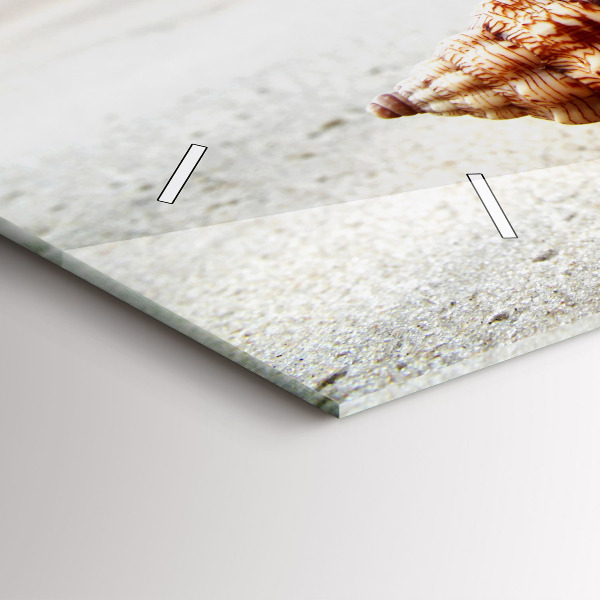 Horizontální hodiny na skle Mušle na pláži