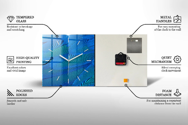 Horizontální skleněné hodiny na stěnu Geometrický vzor trojúhelníků