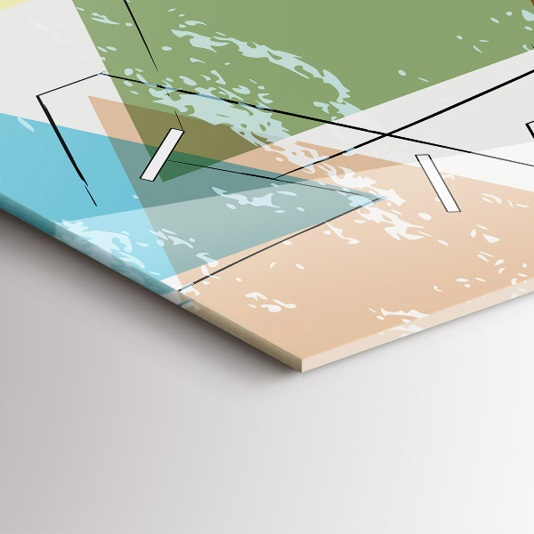Horizontální skleněné hodiny na stěnu Geometrický vzor trojúhelníků