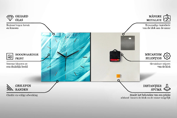 Horizontální skleněné hodiny na stěnu Jeřábi při západu slunce