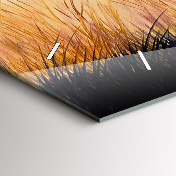 Horizontální skleněné hodiny na stěnu Jeřábi při západu slunce