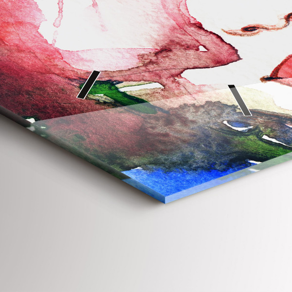 Horizontální skleněné hodiny na stěnu Barevný portrét ženy