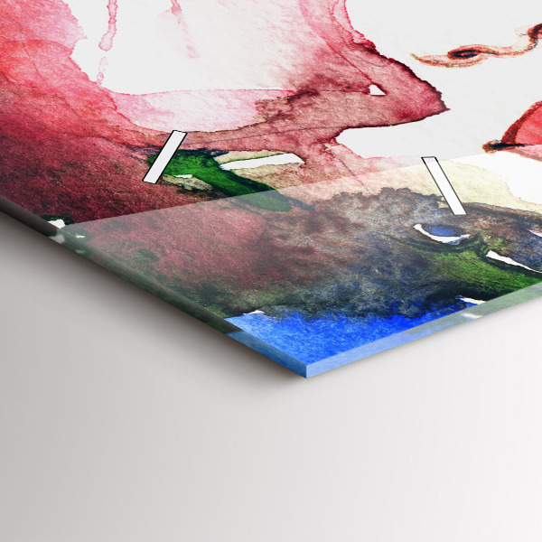 Horizontální skleněné hodiny na stěnu Barevný portrét ženy