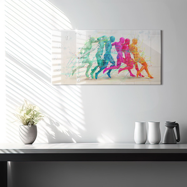 Horizontální skleněné hodiny na stěnu Barevní lidé