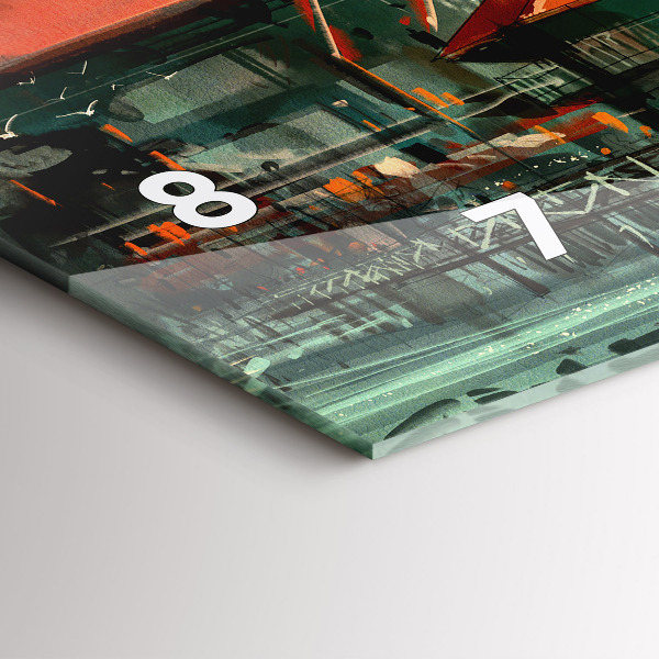 Horizontální skleněné hodiny na stěnu Rybářská vesnice