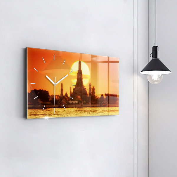 Horizontální skleněné hodiny na stěnu Wat arun Bangkok Thajsko