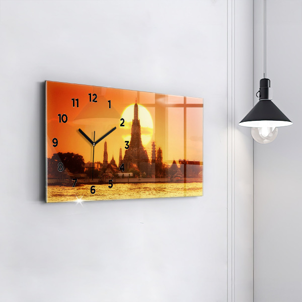 Horizontální skleněné hodiny na stěnu Wat arun Bangkok Thajsko