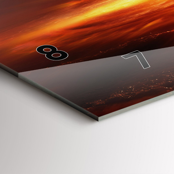 Horizontální skleněné hodiny na stěnu Výbuch atomové bomby