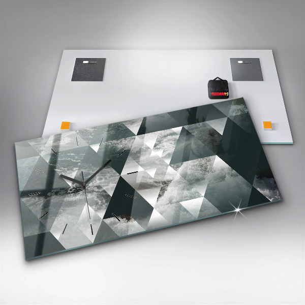 Horizontální skleněné hodiny na stěnu Abstraktní mořské vlny