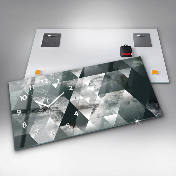 Horizontální skleněné hodiny na stěnu Abstraktní mořské vlny