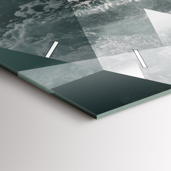 Horizontální skleněné hodiny na stěnu Abstraktní mořské vlny