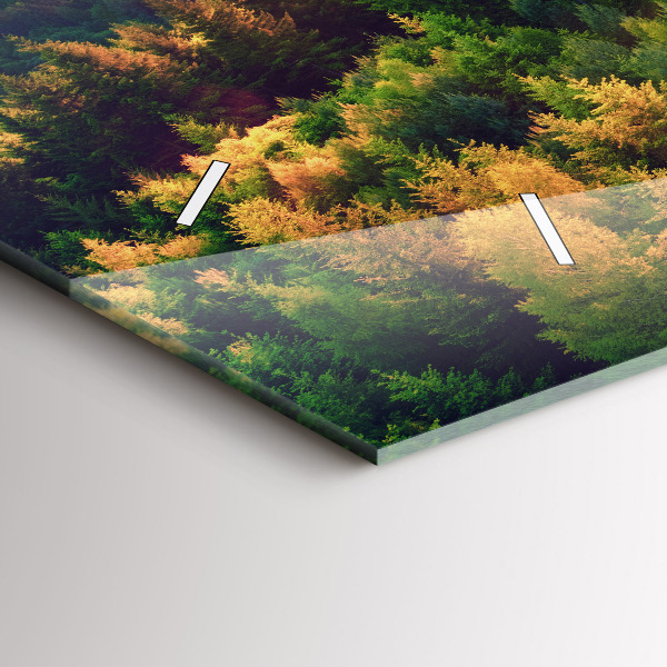 Horizontální skleněné hodiny na stěnu Západ slunce nad kopci