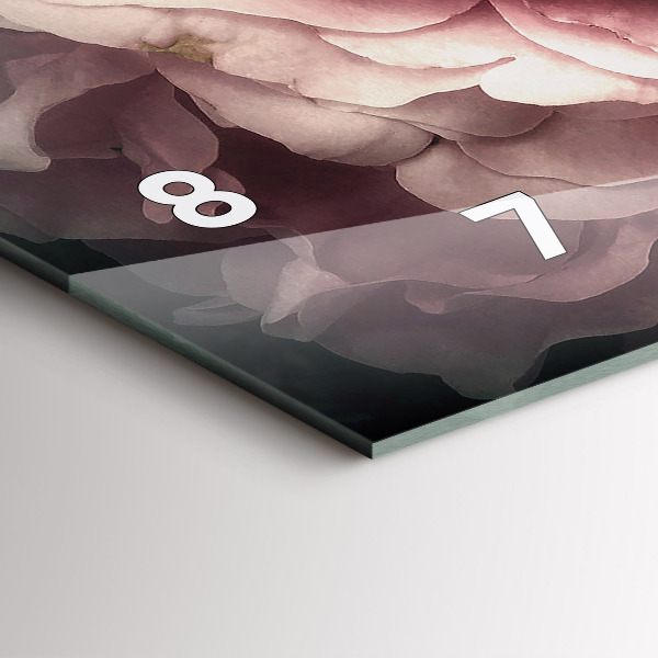 Horizontální skleněné hodiny na stěnu Kytice růžových růží